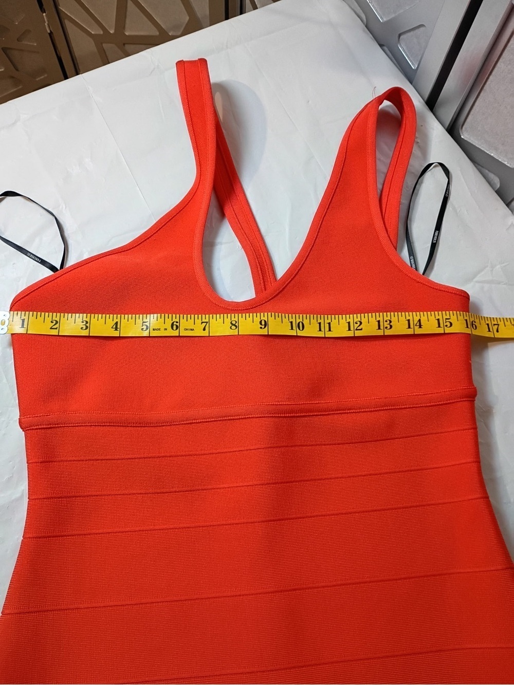 Herve Leger x Forever 21 Bandage Dress One Shoulder Orange Bodycon NWT Size L - Picture 6 of 8